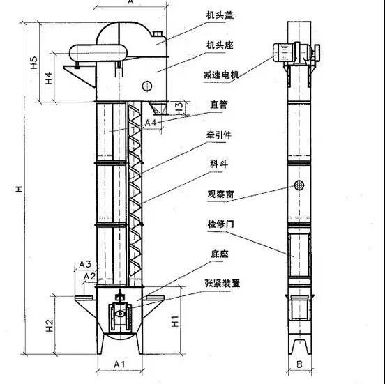 皮带斗式提升机图纸