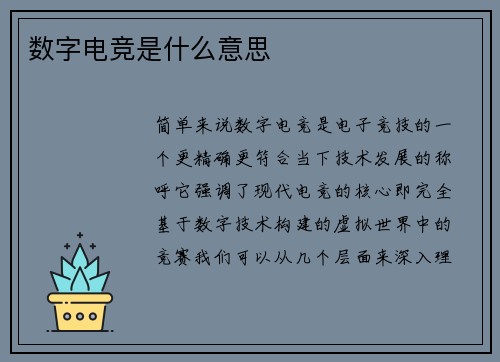 数字电竞是什么意思